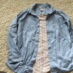 Denim flannel with white crochet back